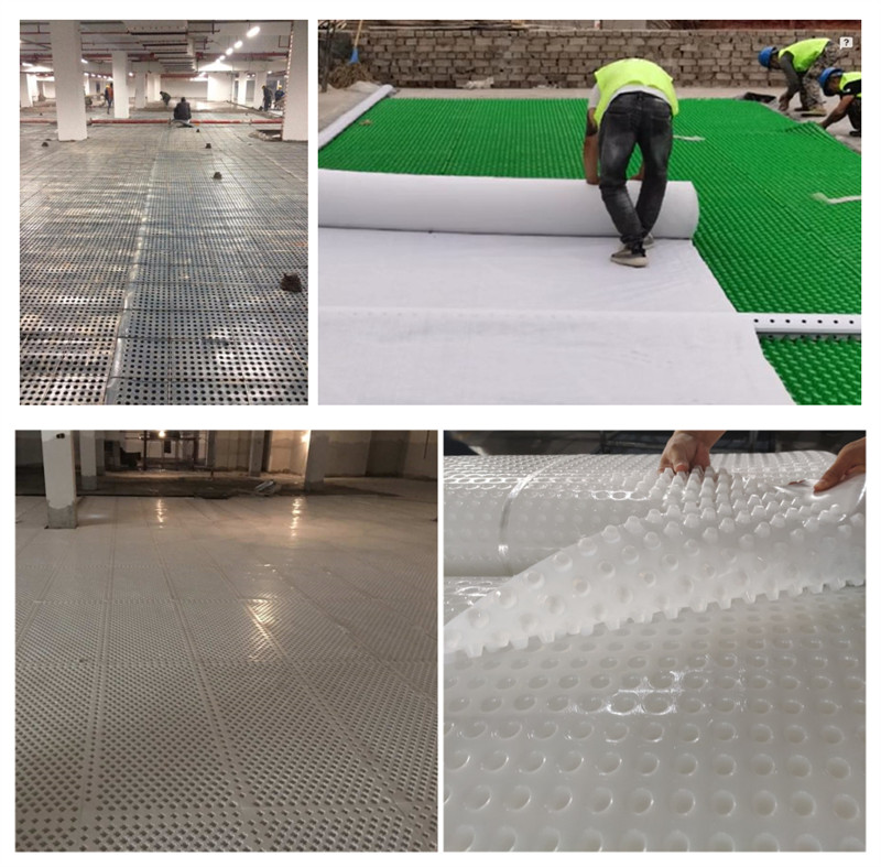 Tablero con hoyuelos de HDPE para aplicación de drenaje de pared.jpg Tablero con hoyuelos de HDPE para aplicación de drenaje de pared.jpg