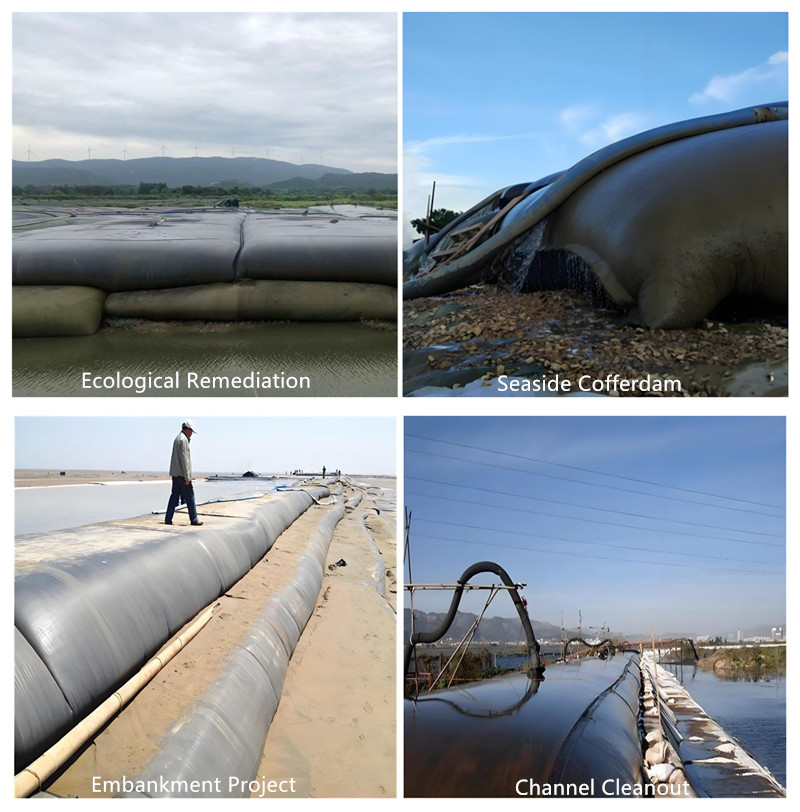 Bolsa de deshidratación de lodos Geotube para protección contra inundaciones.jpg